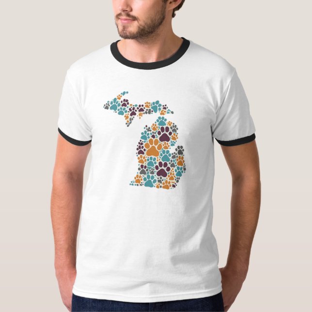 Michigan Paw imprime la camiseta de Ringer (Anverso)