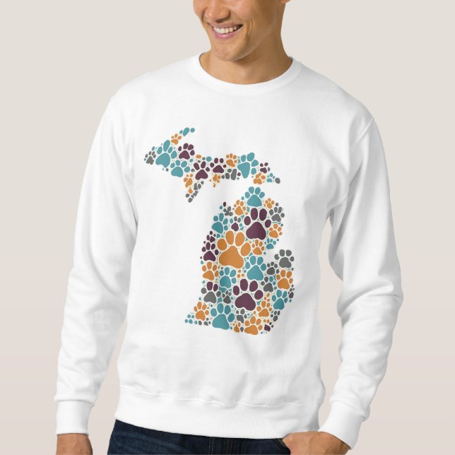 Michigan Paw imprime sudadera básica masculina (Anverso)