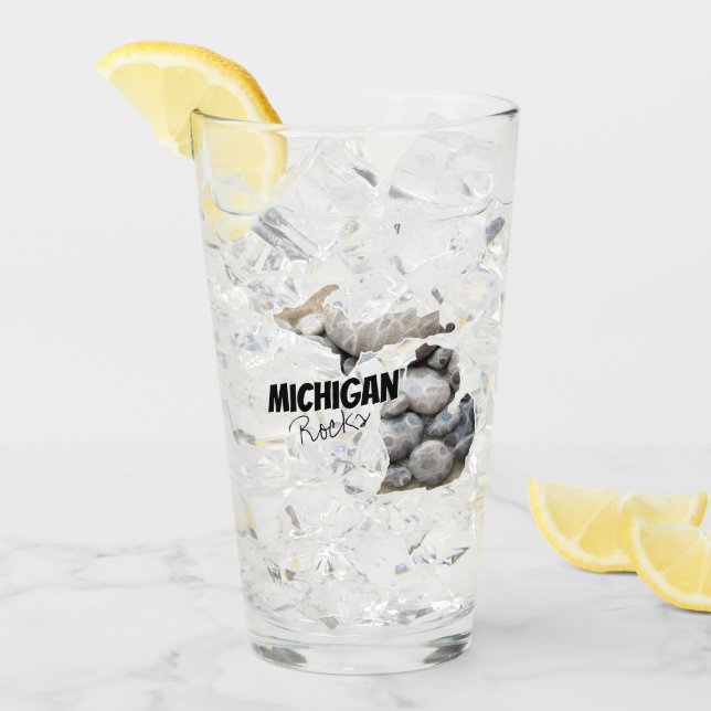 Michigan Silhouette Llena De Piedras De Petoskey (Anverso (hielo))