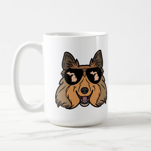 Michigan Tema taza de café - Sheltie Sheepdog (Izquierda)