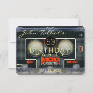 Micro Audiotape Retro 50 cumpleaños invitación