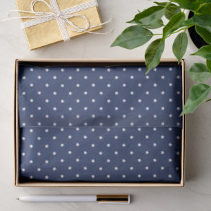 Micro Estrellas Blanco - Papel de Seda Azul Marino