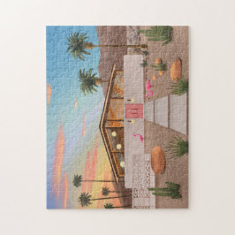 Mid Century Moderno Flamingo House Jigsaw Puzzle