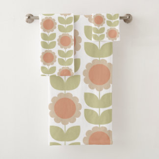  Mid-Century Pastel Pink Retro Floral Pattern
