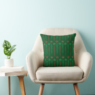 Mid Mod Icicles Cojín decorativo Verde