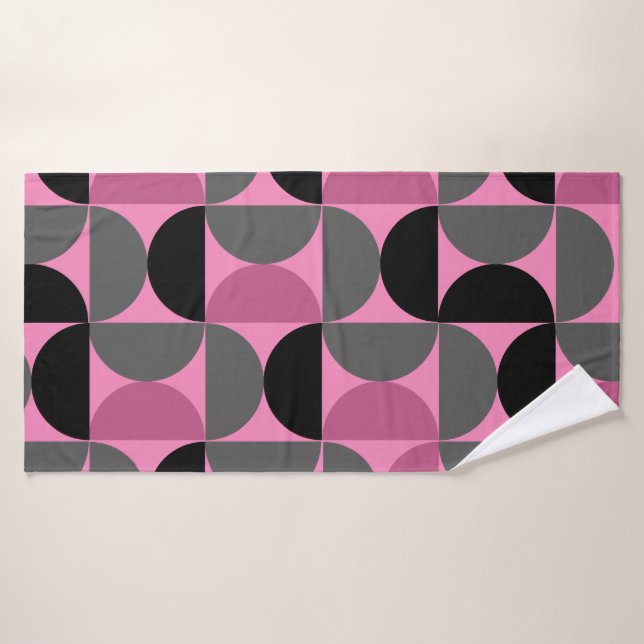 MidCentury Moderno rosa, negro y gris (Toalla de baño)