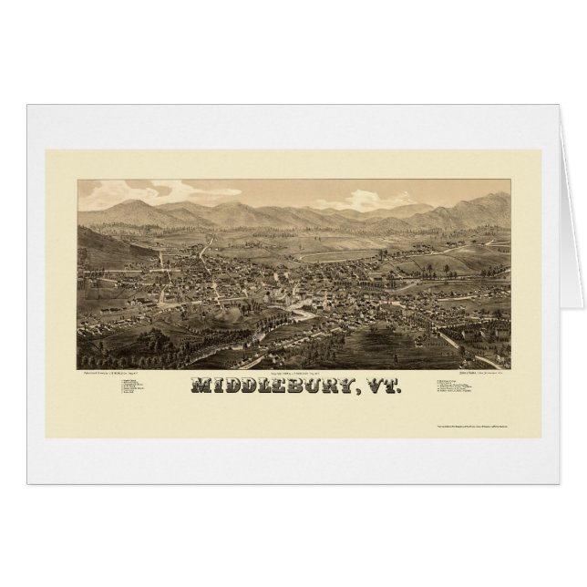 Middlebury, mapa panorámico del VT - 1886 (Anverso (Horizontal))
