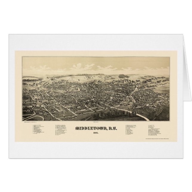 Middletown, mapa panorámico de NY - 1887 (Anverso (Horizontal))