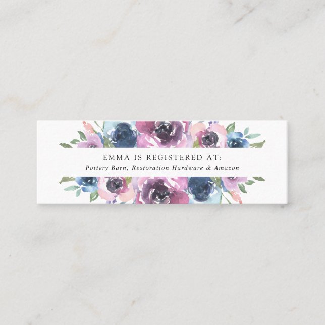 Midnight Blooms | Tarjetas de Registro de Boda (Anverso)