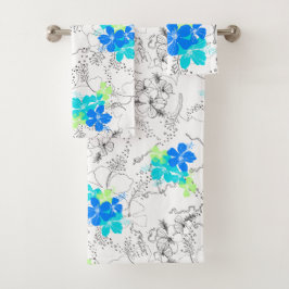 Midnight Garden Hawaiian Hibiscus Coordinate- Turq