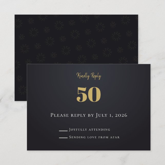 Midnight Gold Milestone RSVP Cards (Anverso / Reverso)