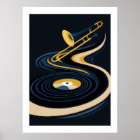Midnight JazzyTrombone y arte de disco de vinilo 