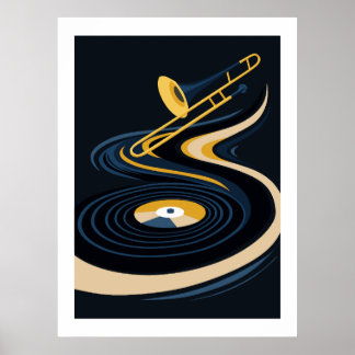 Midnight JazzyTrombone y arte de disco de vinilo 