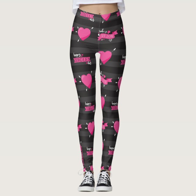 Midnight No-mance: Striped Heart & Ribbon Leggings (Anverso)