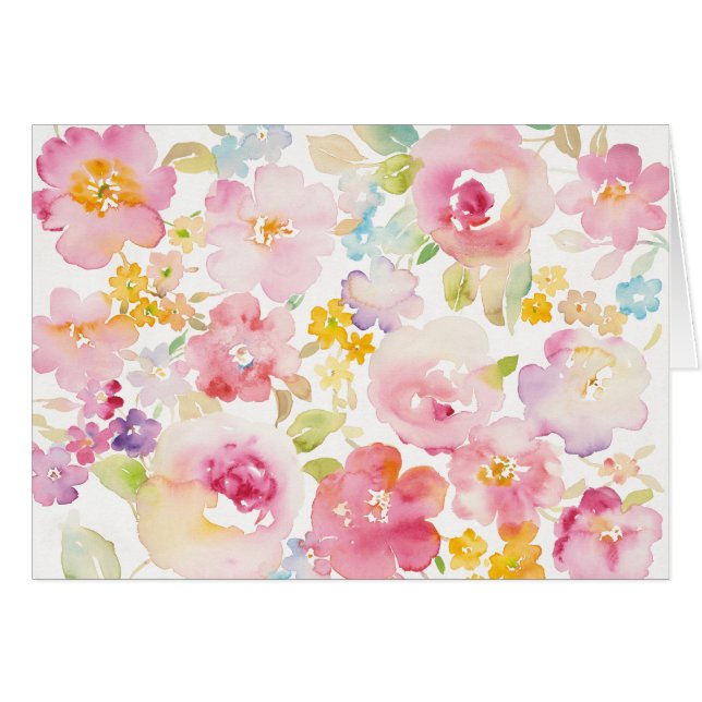 Midsummer | Watercolor Pink Floral (Anverso (Horizontal))
