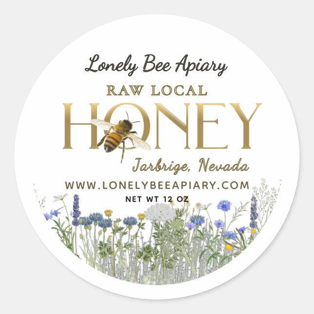 Miel local cruda Flores silvestres Pegatina de abe (Anverso)