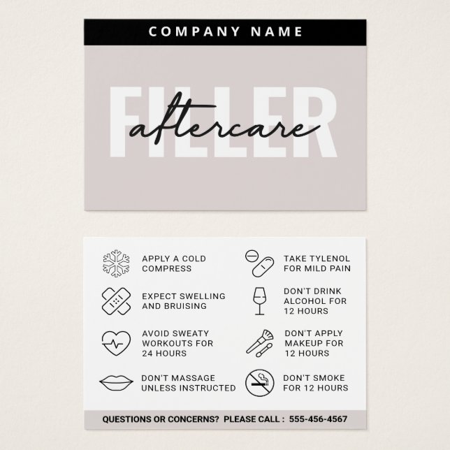 Mighty Filler Aftercare Card (Anverso y reverso)