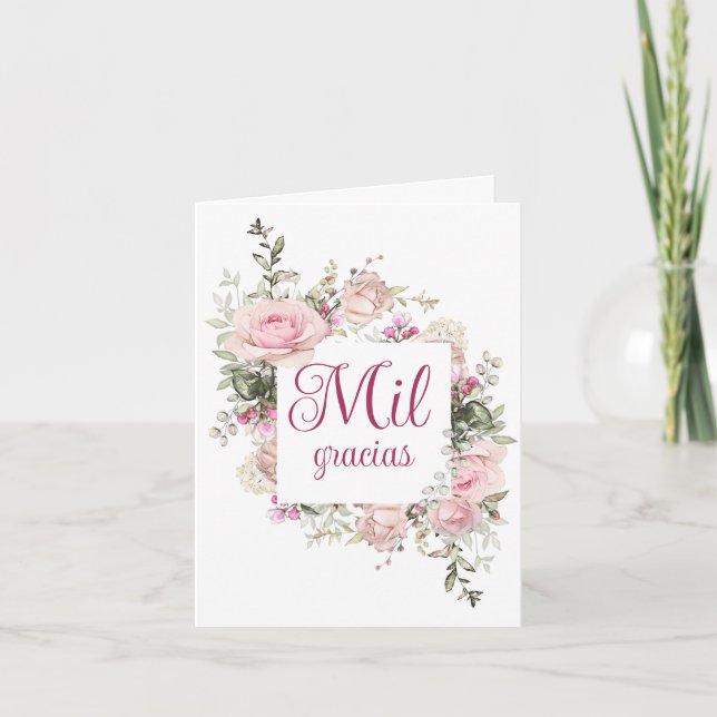 Mil Gracias, tarjeta de agradecimiento doblada esp (Anverso)