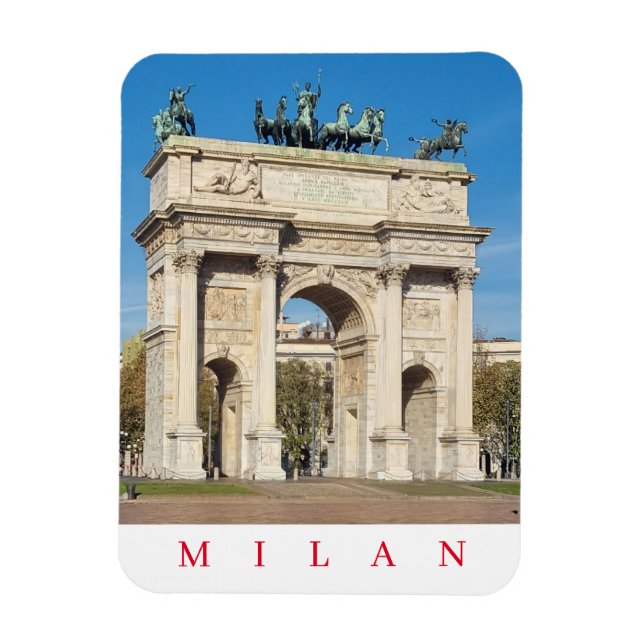 Milán Arco della Pace con vistas al imán de nevera (Vertical)