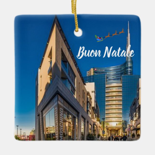 Milán Italia Ornamento Panorámico de Navidad (Anverso)