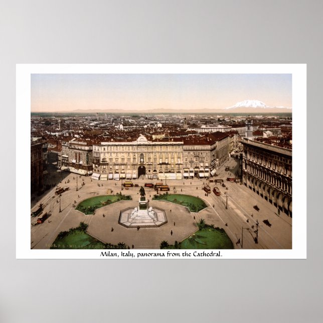 Milan Italia Panorama, impresión del siglo XIX (Frente)
