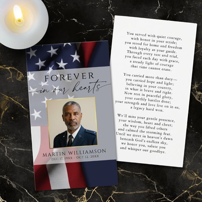 Military USA Flag Photo Memorial Prayer Card (Subido por el creador)
