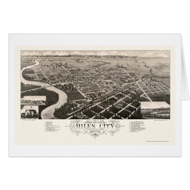 Millas de ciudad, mapa panorámico de la TA - 1883 (Anverso (Horizontal))