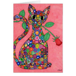 Millefiori Cat con rosa roja