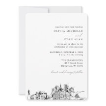Milwaukee Boda Elegant Skyline Invitación
