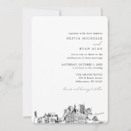 Milwaukee Boda Elegant Skyline Invitación