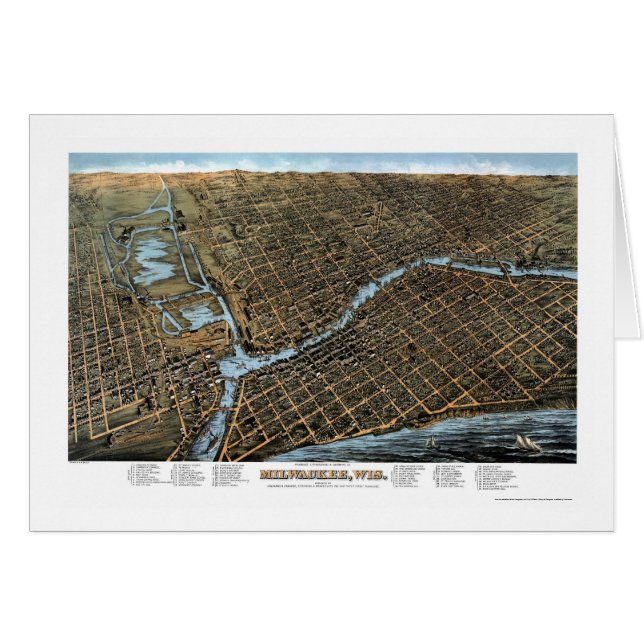 Milwaukee, mapa panorámico de los WI - 1872 (Anverso (Horizontal))