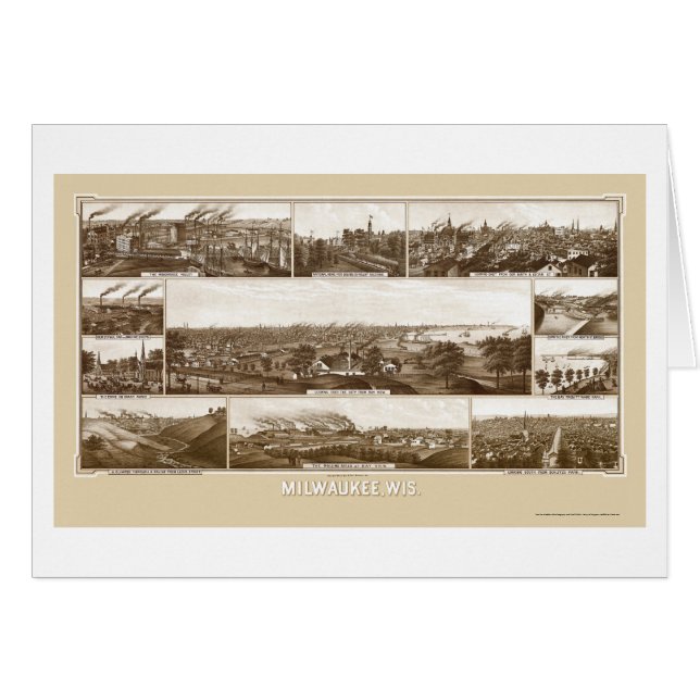 Milwaukee, mapa panorámico de los WI - 1882 (Anverso (Horizontal))