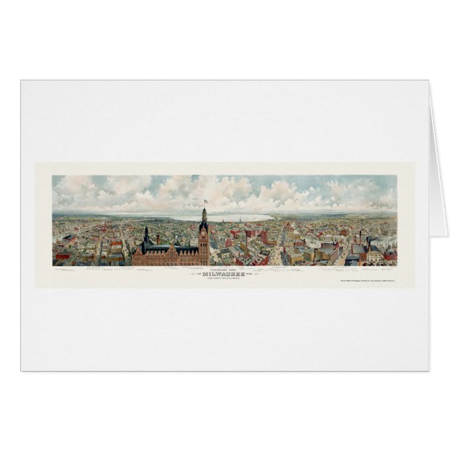 Milwaukee, mapa panorámico de los WI - 1898 (Anverso (Horizontal))