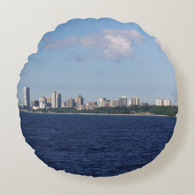 Milwaukee Skyline almohada redonda (Anverso)