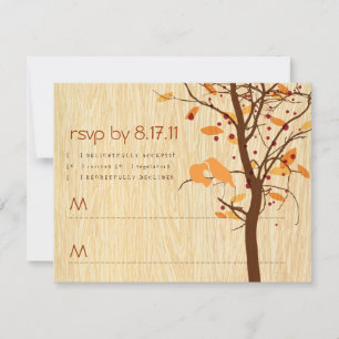 Mimbre con pájaros de amor RSVP de otoño