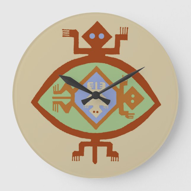 Mimbres Nativo Estadounidense Reloj de pared redon (Anverso)