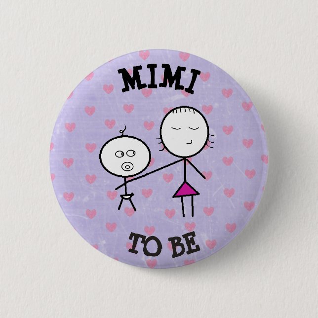 Mimi a ser botón de la púrpura de Baby Shower (Anverso)