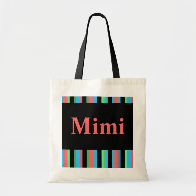 Mimi Bonito con la bolsa de tote a rayas (Frente)