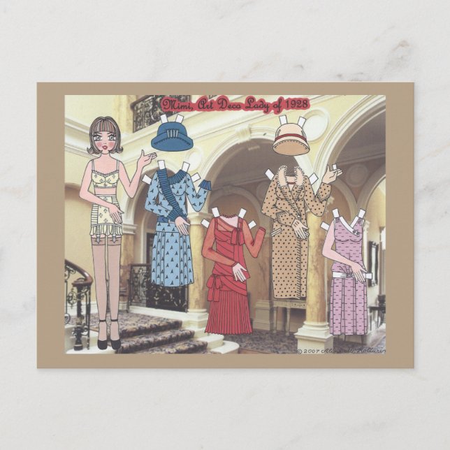 Mimi, señora del art déco de la postal de papel de (Anverso)