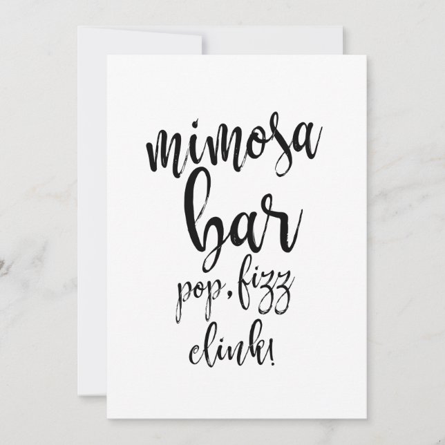 Mimosa Bar Rótulo Boda negro y blanco asequible (Anverso)