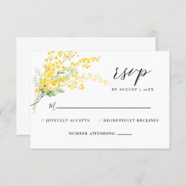 Mimosa Spring Flowers Yellow Floral Wedding RSVP