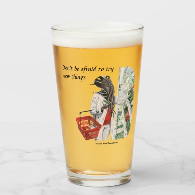 Mind Flayer Grocery Shopping Fantasy Art Glass Cup (Anverso (lleno))