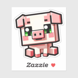 Minecraft, Cute Pig, Minecrafter, Pegatinas Chibi