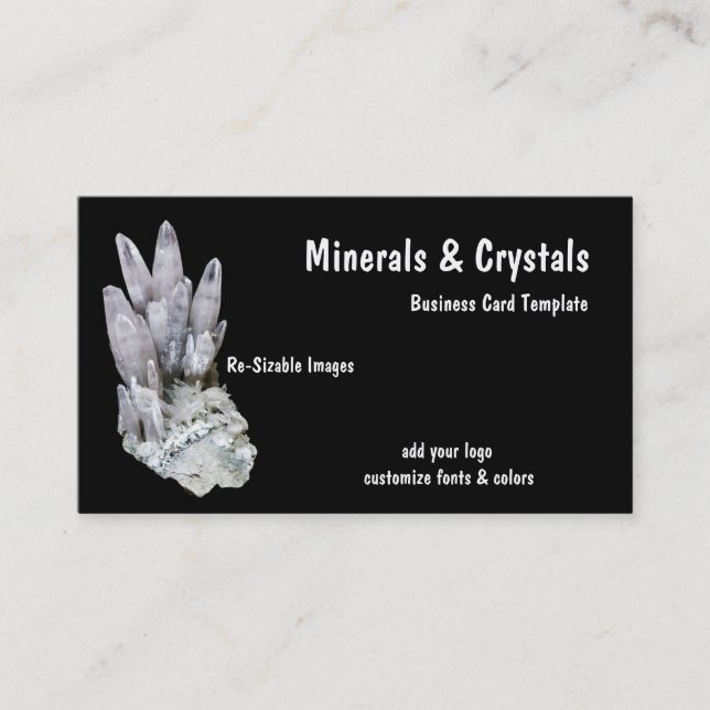 Minerales y tarjeta de visita Quartz Crystals (Anverso)
