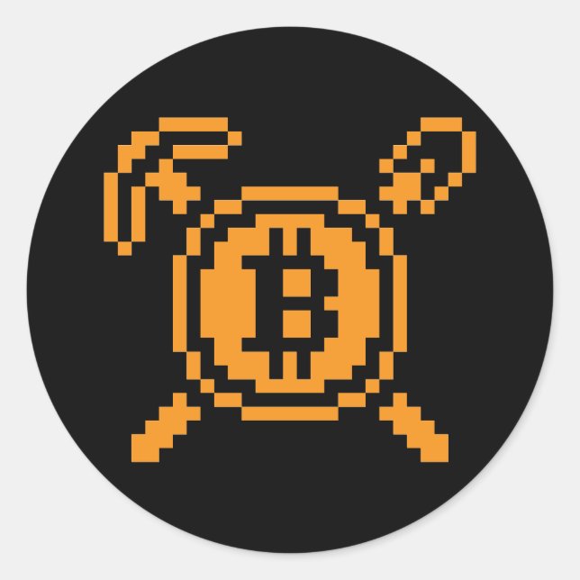 Minero de Bitcoin BTC 8-Bit | Calcomanía (Anverso)