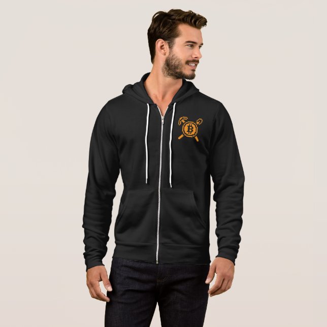 Minero de Bitcoin BTC 8-Bit | Sudadera con Capucha (Anverso completo)