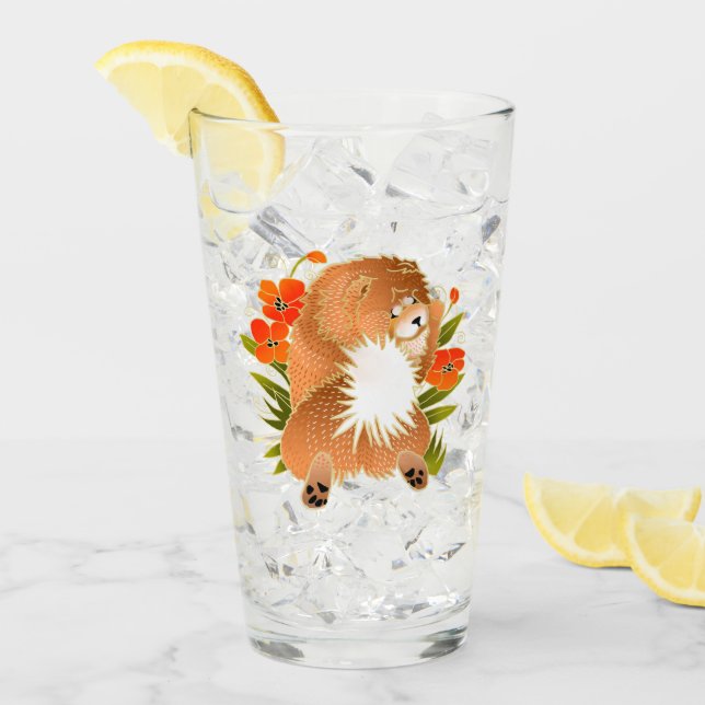 MINGSIE rojo chow 16 oz diseño de vidrio frontal y (Anverso (hielo))