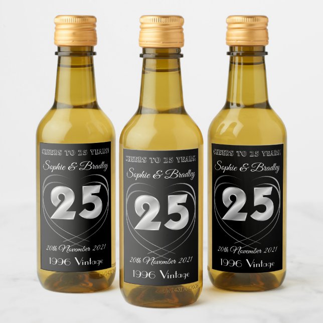 Mini 25 Aniversario Boda Personalizado (Botellas)