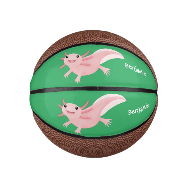 Mini Balón De Baloncesto Aaxolotl lindo rosa feliz (Anverso)