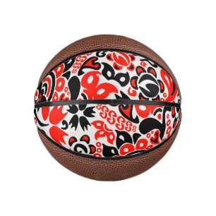Mini Balón De Baloncesto Abrupción del patrón floral del arte folklórico ét